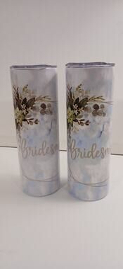 Bridesmaid Tumbler Gift Hydrangeas and Greenery Tall Lidded Wine Glass 12oz